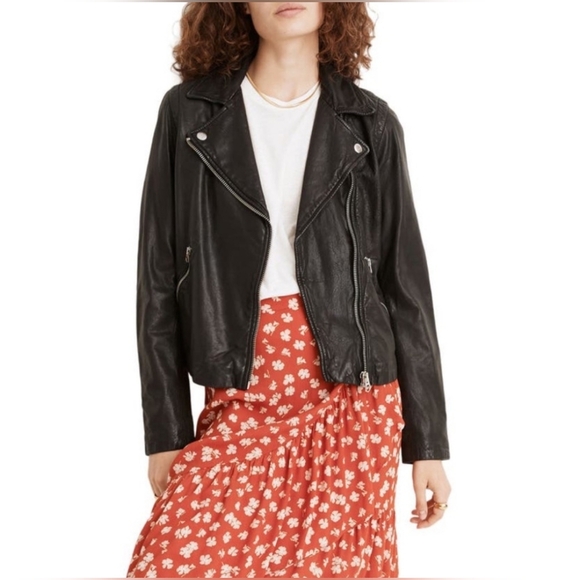 Madewell Jackets & Blazers - ⭐ Madewell Washed Soft Black Leather Motorcycle Moto Jacket Womens Sz Small 1220
